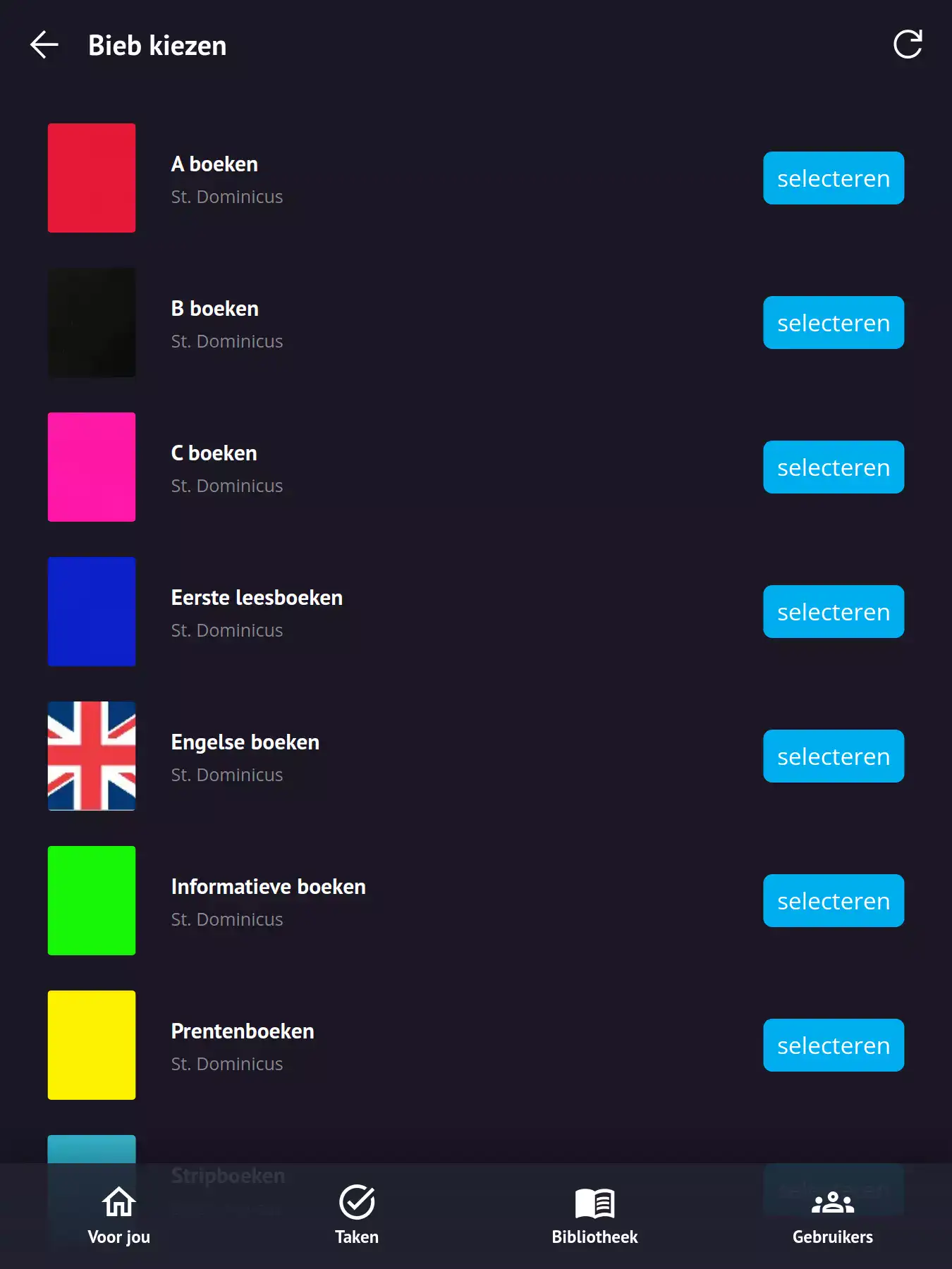 Bieb organisatie voorbeeld