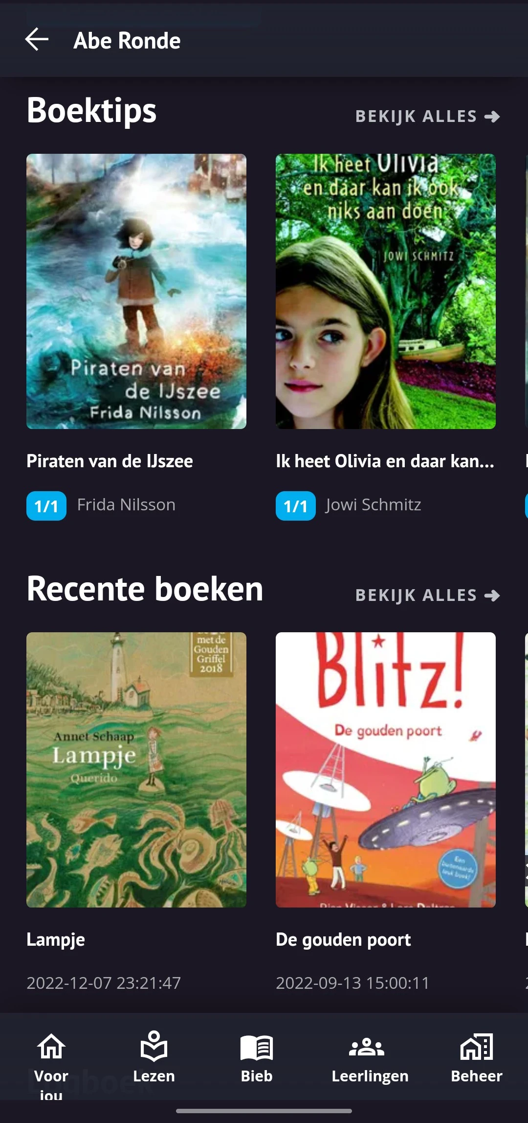 screenshot boekaanbevelingen